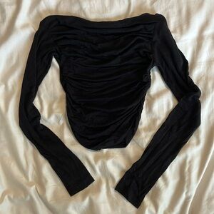 Urban Outfitters off the shoulder runched sides black long sleeve